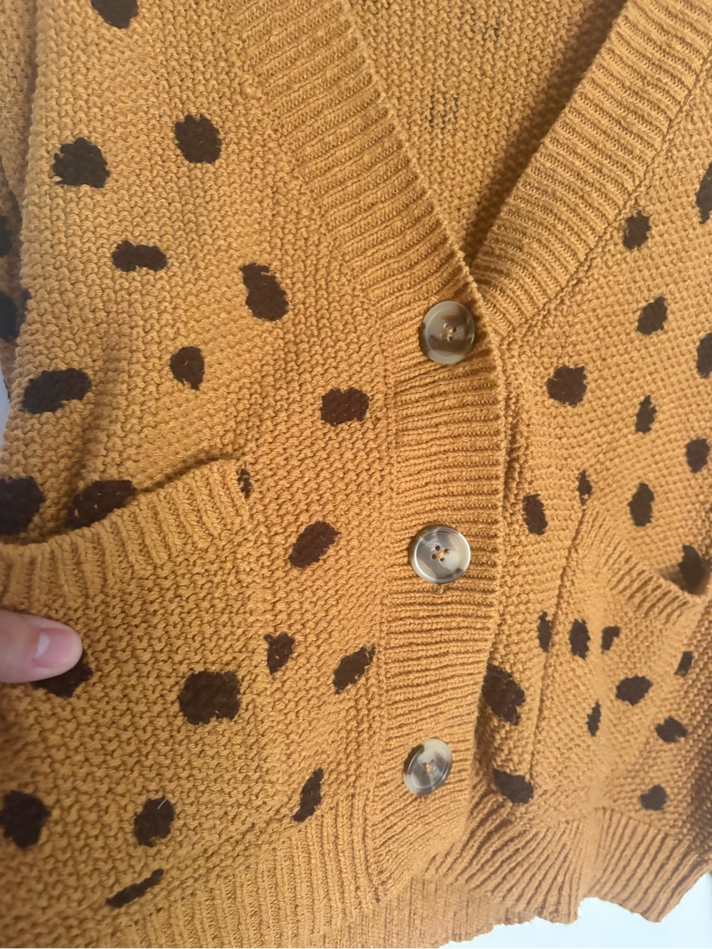 Madewell Mustard Polka Dotted Sweater Boho Chic Cardigan Women’s Medium EUC - Picture 3 of 7